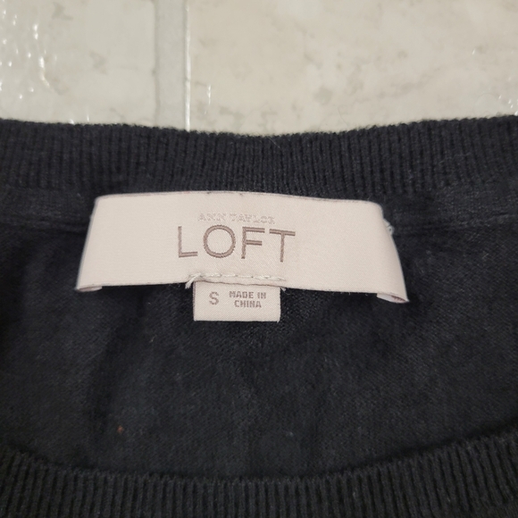 LOFT Size Small Black Sweater with Center Seam - Picture 3 of 6